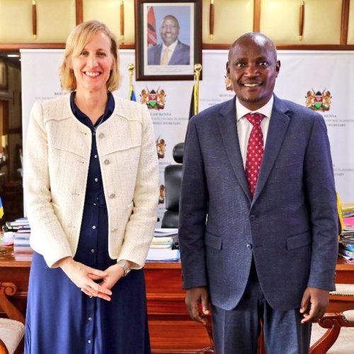 John Mbadi meets US Embassy Chargé d’Affaires Susan Burns during talks in Nairobi. PHOTO/@KeTreasury/X
