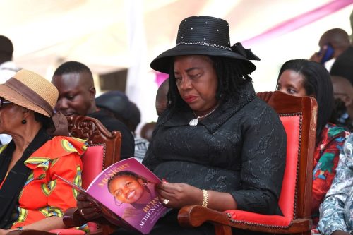 Ida Odinga during the burial of Beryl Odinga in Bondo. PHOTO/@EugeneLWamalwa/X
