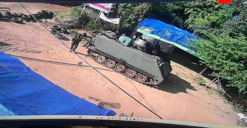 A screengrab from CCTV footage captures a military tanker. PHOTO/@Mritunjayrocks/X