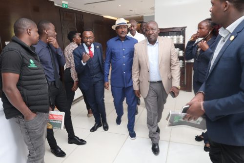 Kalonzo Musyoka and other leaders during the launch of the People’s Audit Report in Nairobi. PHOTO/@skmusyoka/X