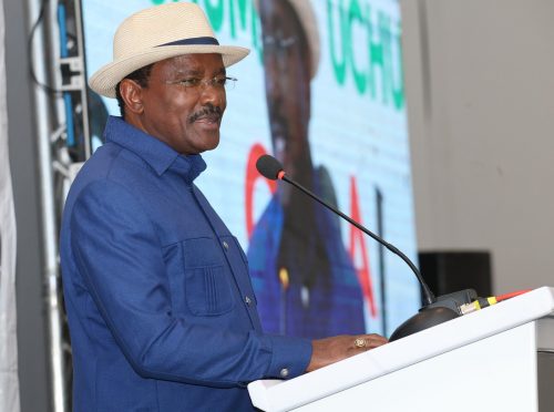 Kalonzo Musyoka during the launch of the People’s Audit Report in Nairobi. PHOTO/@skmusyoka/X
