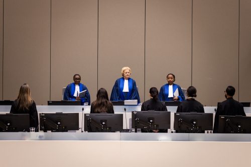 Judges delivering the sentence in the case of The Prosecutor v. Ali Muhammad Ali Abd-Al-Rahman (Ali Kushayb). PHOTO/@IntlCrimCourt/X