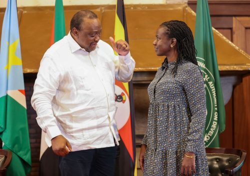 Former President Uhuru Kenyatta with Nominated Senator Crystal Asige. PHOTO//@4thPresidentKE/X