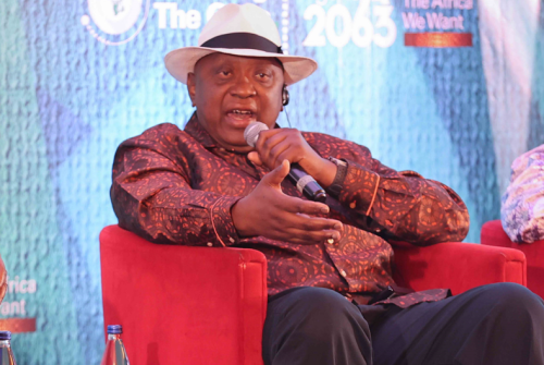 4th President Uhuru Kenyatta speaks during the peace retreat in Abidjan, Ivory Coast on Friday, October 25, 2024. PHOTO/@4thPresidentKE/X