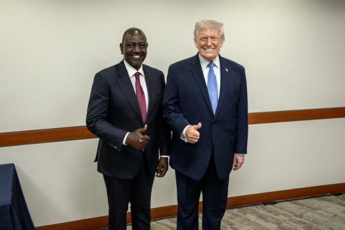 President William Ruto with President Donal Trump after Kenya-USA partnerships were sealed in Washington D.C. PHOTO/@WilliamsRuto/X 