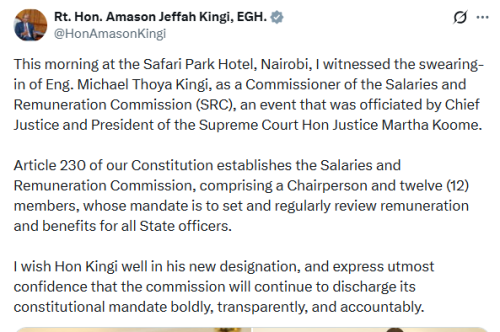 X post by Amason Kingi. PHOTO/Screengrab by People Daily Digital