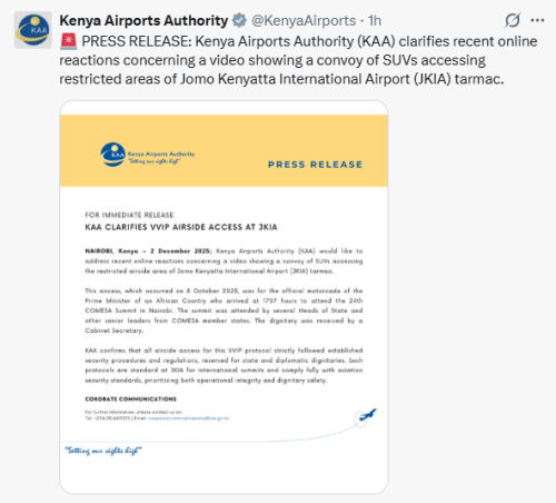 X post by KAA. PHOTO/Screengrab by People Daily Digital