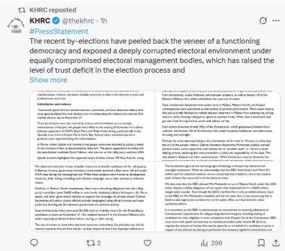 X post by KHRC. PHOTO/Screengrab by People Daily Digital