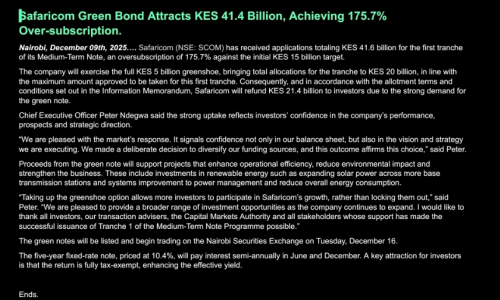 Report by Safaricom. PHOTO/Screengrab by People Daily Digital