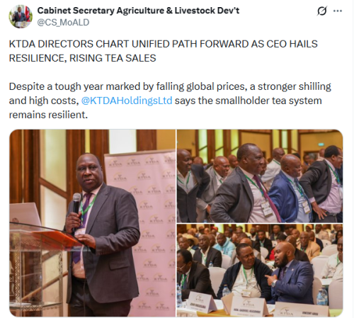 X post by Cabinet Secretary Agriculture & Livestock Dev't. PHOTO/ Screengrab by People Daily Digital