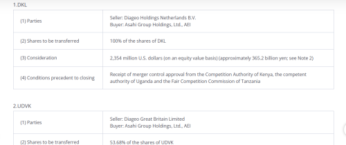 Part of the notice by Asahi Group. PHOTO/Screengrab by People Daily Diigital
