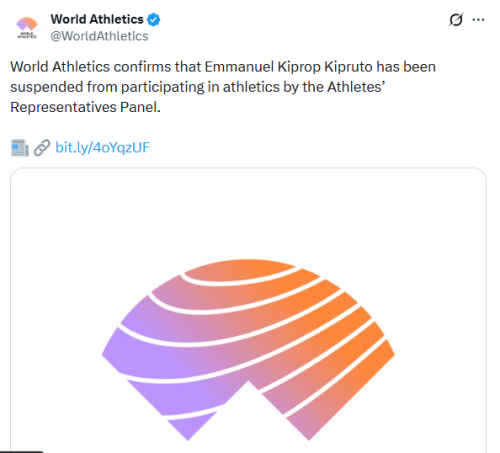 X post by World Athletics. PHOTO/Screengrab by People Daily Digital