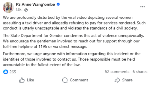 The statements shared by PS Wang'ombe on Tuesday, December 23, 2025. PHOTO/Screengrab by People Daily Digital from https://www.facebook.com/profile.php?id=100094145964486 