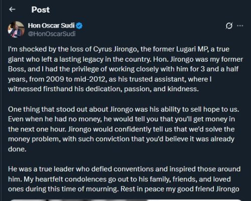 Part of the statement shared by Kapseret MP Oscar Sudi on Saturday December 13, 2025. PHOTO/Screengrab by PD Digital/@HonOscarSudi/X