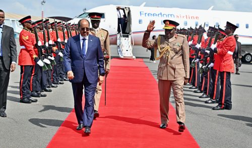 President of the Federal Republic of Somalia Hassan Sheikh Mohamud arriving in Kenya for the burial of Raila Odinga. PHOTO/https://railaodinga.go.ke