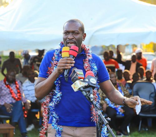 ODM secretary general Edwin Sifuna addresses the public during Vihiga Senator Godfrey Osotsi's inter-domination music finals held at Kaimosi Friends College in Vihiga on 23/12/2025.Photo/Enock Amukhale