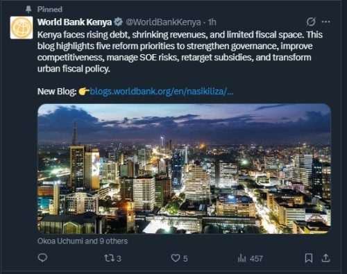 Part of the statement shared by World Bank Kenya on Tuesday December 2, 2025. PHOTO/Screengrab by PD Digital/@WorldBankKenya/X