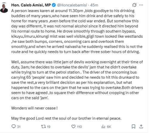 Statement of MP Caleb Amisi on the mysterious death of Cyrus Jirongo. PHOTO/Screengrab by People Daily Digital/@Honcalebamisi/X
