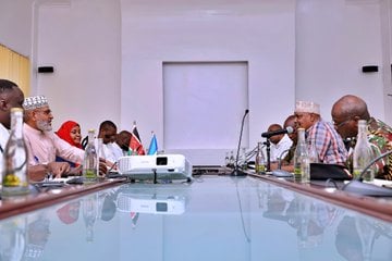 Governor Abdulswammad Nassir in the Friday meeting on Mombasa security ahead of the festive season. PHOTO/@A_S_Nassir/X