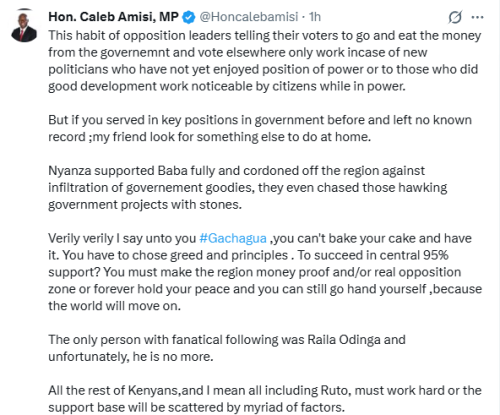 Statement of Caleb Amisi on government handouts released on Tuesday, December 2, 2025. PHOTO/Screengrab by People Daily Digital/@Honcalebamisi/X