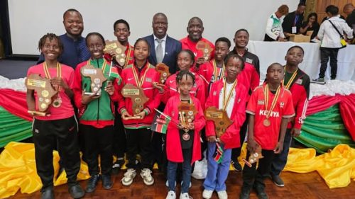 Team Kenya after topping after topping Africa Youth Chess Championship 2025 in  Zimbabwe. PHOTO/Chess Kenya
