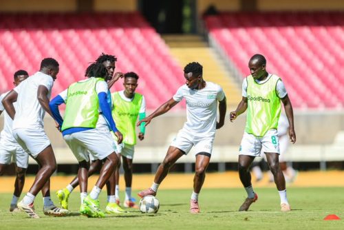 Gor Mahia FC players in training ahaed of the Mashemeji Derby. PHOTO/@OfficialGMFC/X