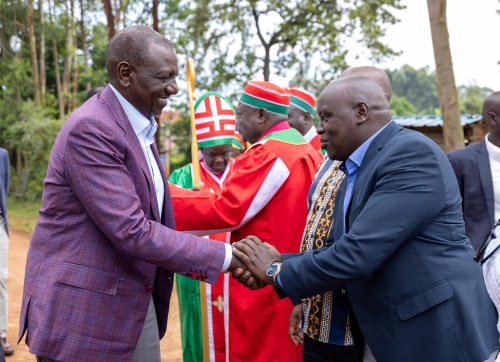 President William Ruto with Nandi County Senator Samson Cheraragei during a past function. PHOTO/@scherargei/X