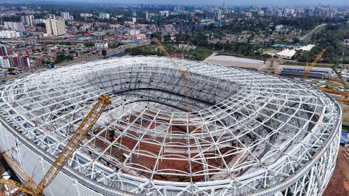 The ongoing construction of the 60,000-seater Raila Odinga International Stadium. PHOTO/@ray_omollo/X