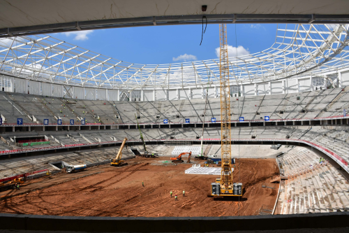 The ongoing construction of the 60,000-seater Raila Odinga International Stadium. PHOTO/@ray_omollo/X