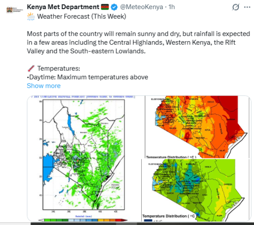 Kenya Met statement on the weekly weather update released on Tuesday, December 2, 2025. PHOTO/Screengrab by People Daily Digital/@MeteoKenya/X