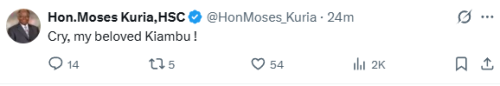 Statement of Moses Kuria on Kiambu County. PHOTO/Screengrab by People Daily Digital/@HonMoses_Kuria/X