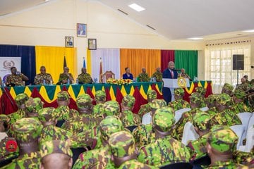 Interior CS Kipchumba Murkomen graced the reception ceremony for 230 officers returning from the Multinational Security Support Mission in Haiti on Wednesday, December 10, 2025. PHOTO/@kipmurkomen/X