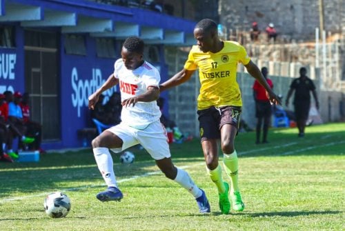 Tusker's Dennis Oalo (Right) in action against Ulinzi Stars on Friday, December 5, 2025 at Sportpesa Arena. PHOTO/Tusker FC