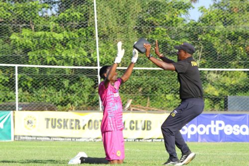 Charles Okere celebrating the Ulinzi win on Friday, December 5, 2025. PHOTO/Tusker FC