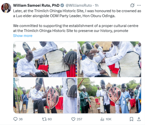 President William Ruto during the 5th Piny Luo Festival on Wednesday, December 17, 2025. PHOTO/Screengrab by People Daily Digital/@WilliamsRuto/X