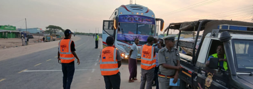 NTSA officers conducting road safety operations along Garissa-Mwingi Road on Wednesday, December 31, 2025. PHOTO/@ntsa_kenya/X