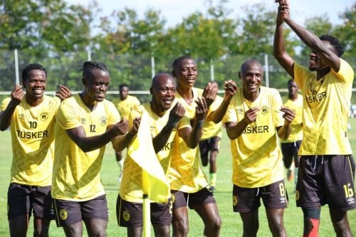 Tusker players celebrating their goal against Ulinzi Stars on Friday, December 5, 2025 at Sportpesa Arena. PHOTO/Tusker FC