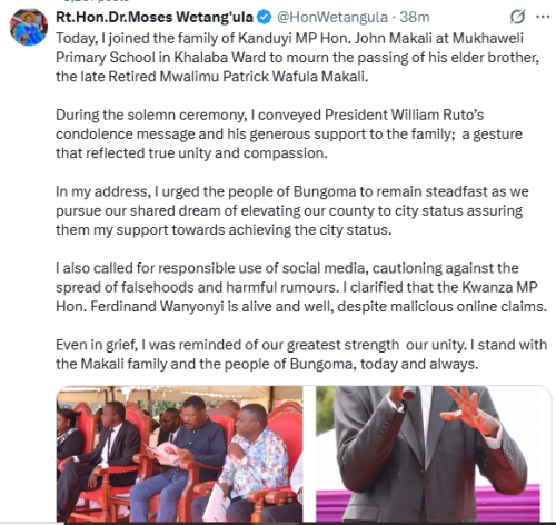 Statement of Speaker Moses Wetang'ula on the responsible use of social media on Wednesday, December 10, 2025. PHOTO/Screengrab by People Daily Digital/@HonWetangula/X