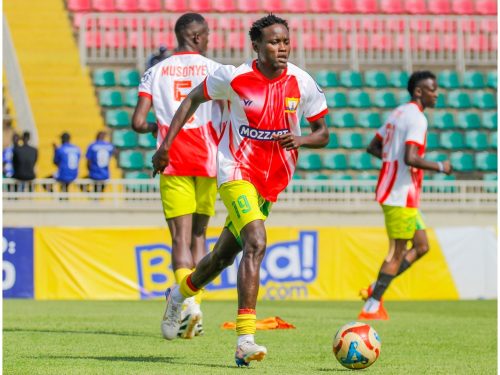 Hillary Juma Otieno of Kakamega Homeboyz in action against AFC Leopards at Nyayo Stadium. PHOTO/https://www.facebook.com/Kakamega Homeboyz Football CLUB