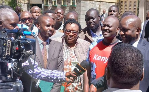 Kitutu Chache South MP Anthony Kibagendi an company of Nyamira Senator Okong'o Omogeni at Narok Law courts on Wednesday, January 21, 2026. PHOTO//https://www.facebook.com/okongo.mogeni.14
