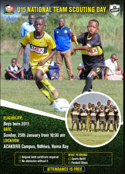 National U15 team scouting notice. PHOTO/@Football_Kenya/X