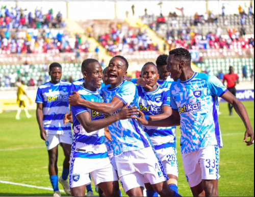 AFC Leopards players celebrating their goal against Tusker FC on Sunday, January 11, 2026 at Nyayo Stadium. PHOTO/https://www.facebook.com/TeyaKenya