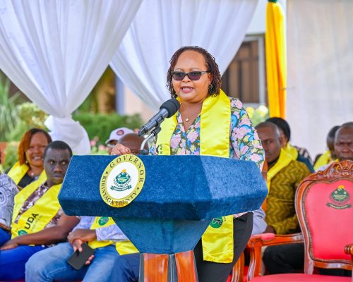Kirinyanga Governor Ann Waiguru addressing grassroots leaders.PHOTO/@AnneWaiguru/X