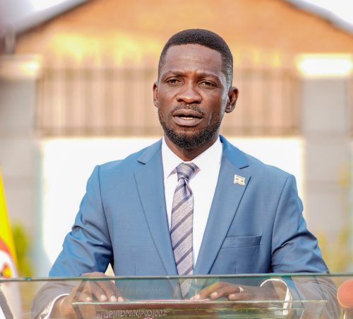 Opposition leader Bobi Wine during his new year address at National Unity Platform headquarters in Makerere-Kavule: PHOTO/@HEBobiwine/X