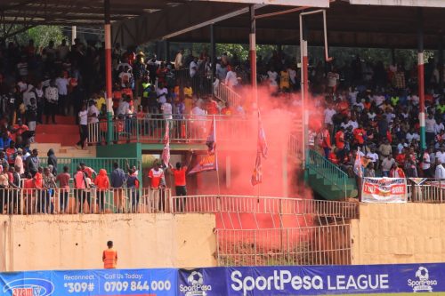Shabana FC fans during the match against Sofapaka at Gusii Stadium. PHOTO/@Shabanafckenya/X