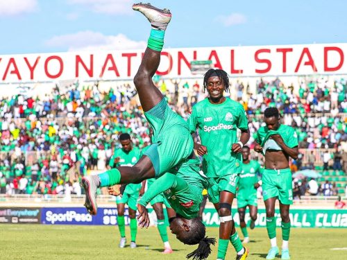 Gor Mahia players celebrate during the match vs Mara Sugar at Nyayo Stadium. PHOTO/@OfficialGMFC/X