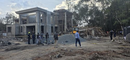 The collapsed building in Karen, where two construction workers died. PHOTO/@KenyaRedCross/X