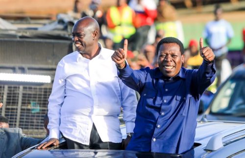 Eugene Wamalwa and Rigathi Gachagua during a political tour in Machakos. PHOTO/@EugeneLWamalwa/X