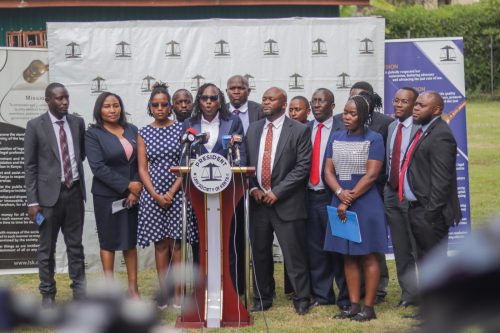 LSK officials during a press briefing on January 13, 2026. PHOTO/@FaithOdhiambo8/X