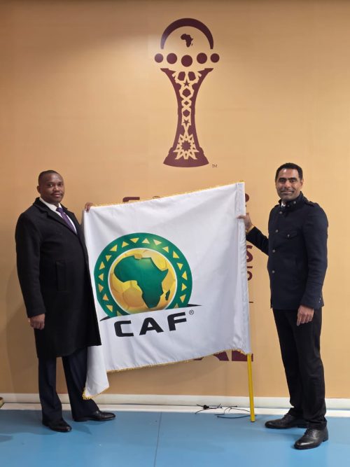 FKF Hussein Mohamed during the official handover of the flag at the conclusion of the 2025 tournament in Morocco on January 18, 2026. PHOTO/@husseinmoha/X